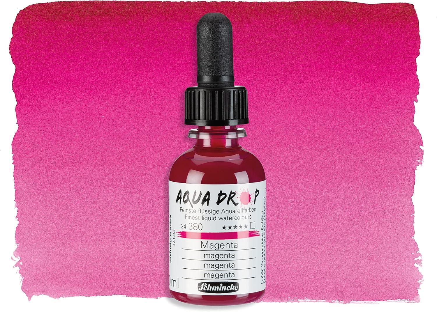 Schmincke – AQUA DROP, liquid, pigment-based watercolour, brilliant orange in 30 ml pipette bottle, 24250034, for watercolorpainting, urban sketching, calligraphy, handlettering, lightfast(380 magenta)