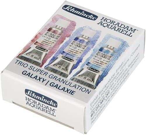 Schmincke Horadam® Aquarell, Super Granulation Trio Deep Sea 5 ml Tubes, 74 614 097, Cardboard Set, Very Strong Granulating Watercolors(Galaxy)