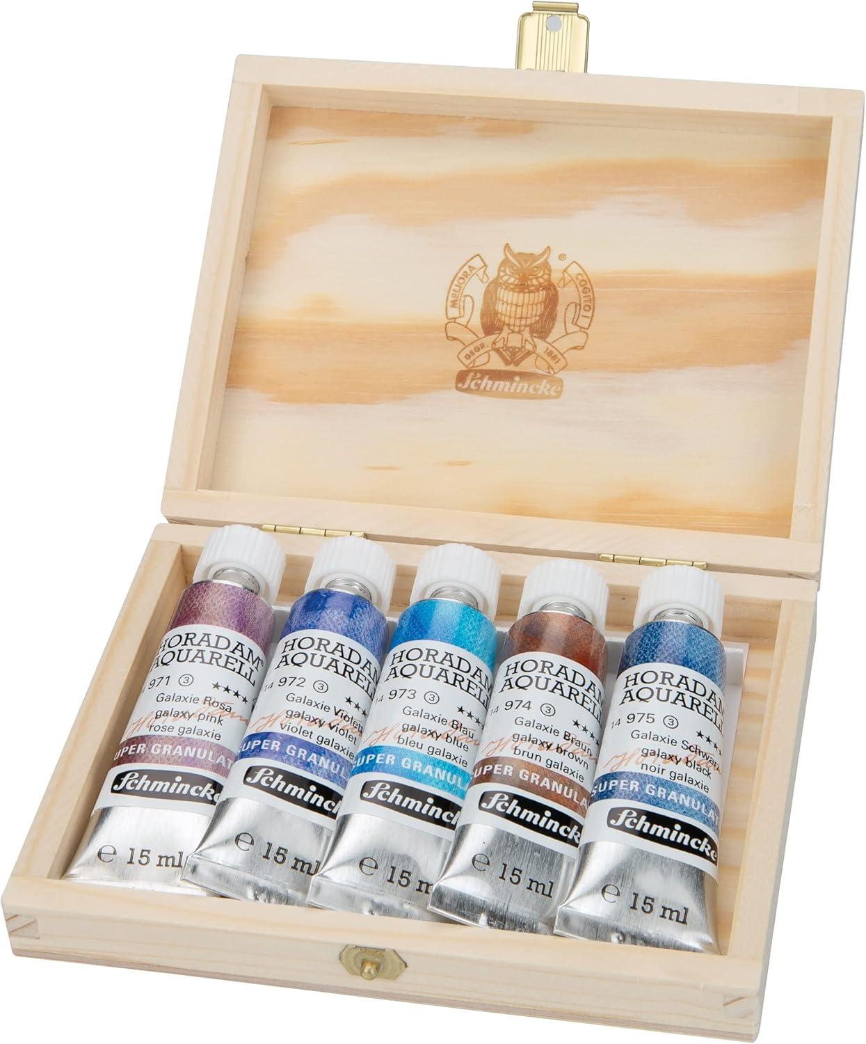 Schmincke Horadam® Aquarell, Super Granulation Trio Deep Sea 5 ml Tubes, 74 614 097, Cardboard Set, Very Strong Granulating Watercolors(Galaxy)