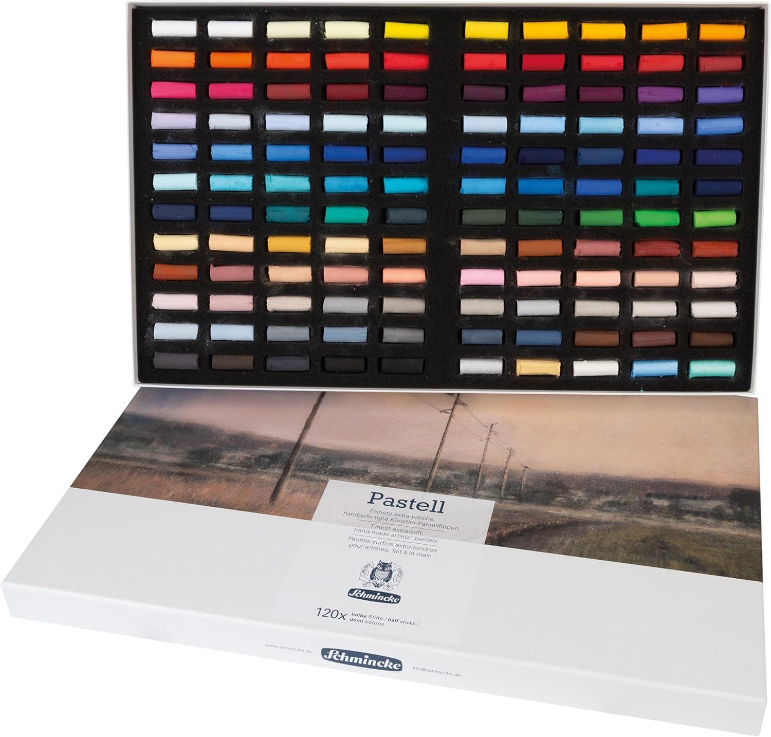 Schmincke – Pastel, premium set with 200 colors, 77 200 097, wooden box with 200 pastel pencils, handmade pastels, brilliant, velvet matt, highest lightfast colors(Half Size)
