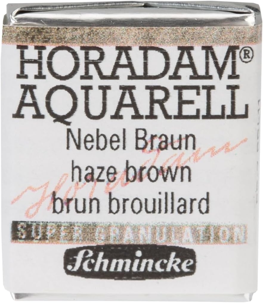 Schmincke – HORADAM® AQUARELL, Super Granulation, 14 916 044 Urban Yellow, 1/2 pans, very strong granulating colors, finest, super granulating watercolors(969 haze brown)