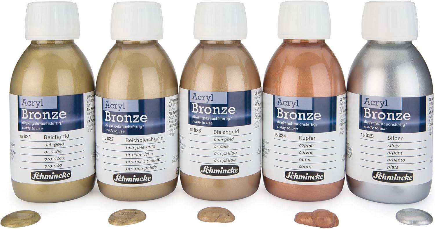 Schmincke – Oil bronze, rich gold, 50 ml, 15 801 024, for iridescent metallic effects on oil paintings, as well as pre-primed surfaces such as wood, metal, plaster(silver)