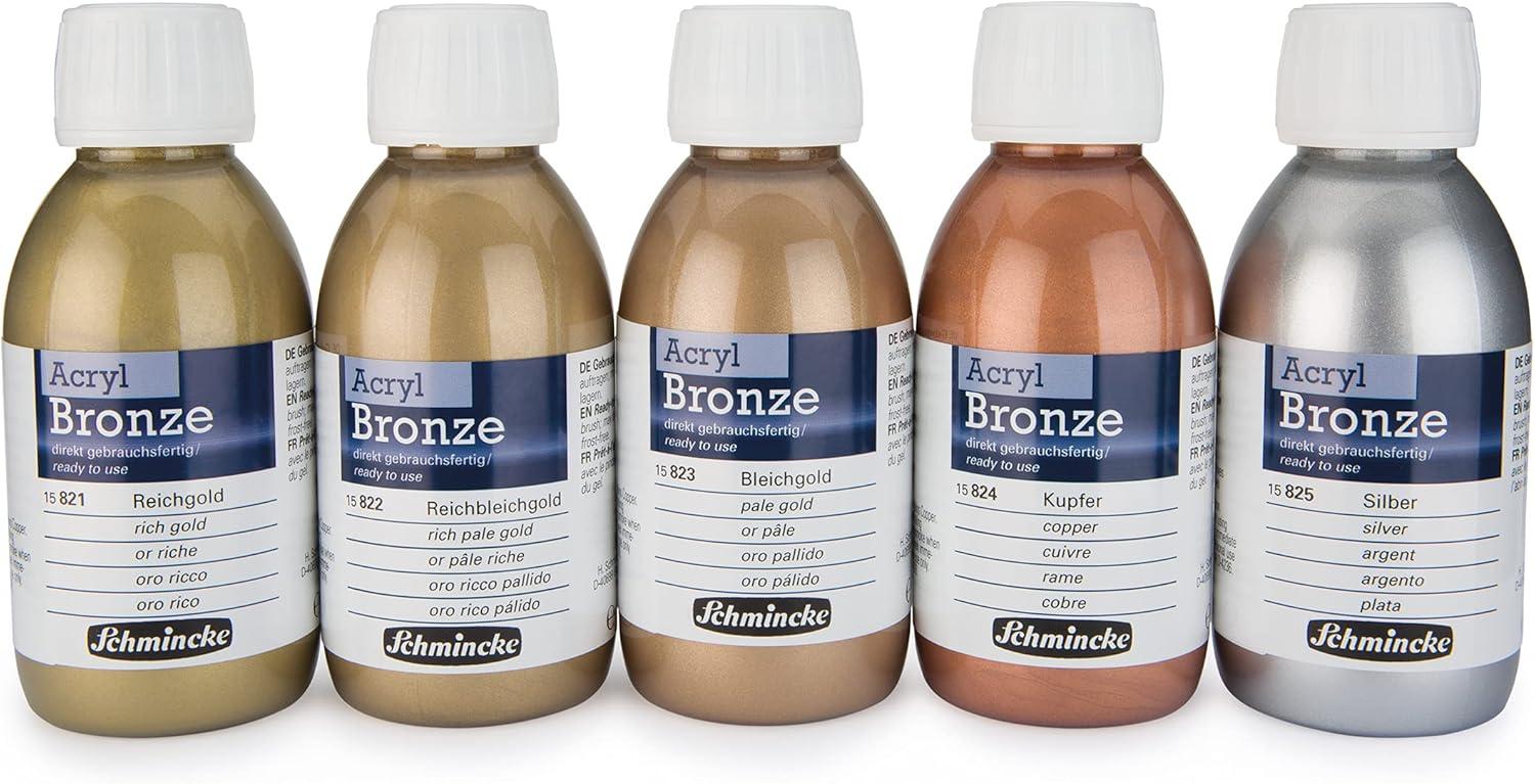 Schmincke – Oil bronze, rich gold, 50 ml, 15 801 024, for iridescent metallic effects on oil paintings, as well as pre-primed surfaces such as wood, metal, plaster(silver)