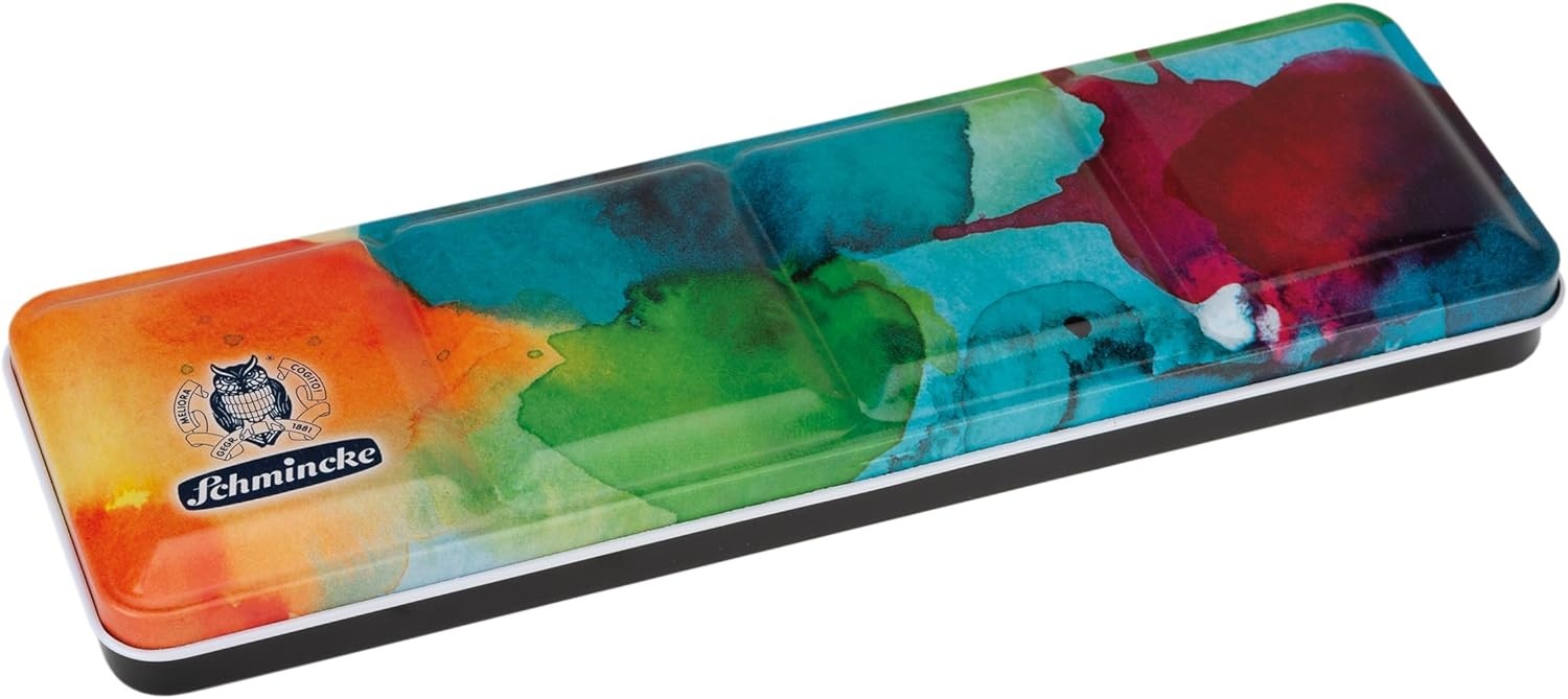 Schmincke – AKADEMIE® AQUARELL, 12 x 1/2 pans, 75 782 097, metal box, painting set, fine watercolors