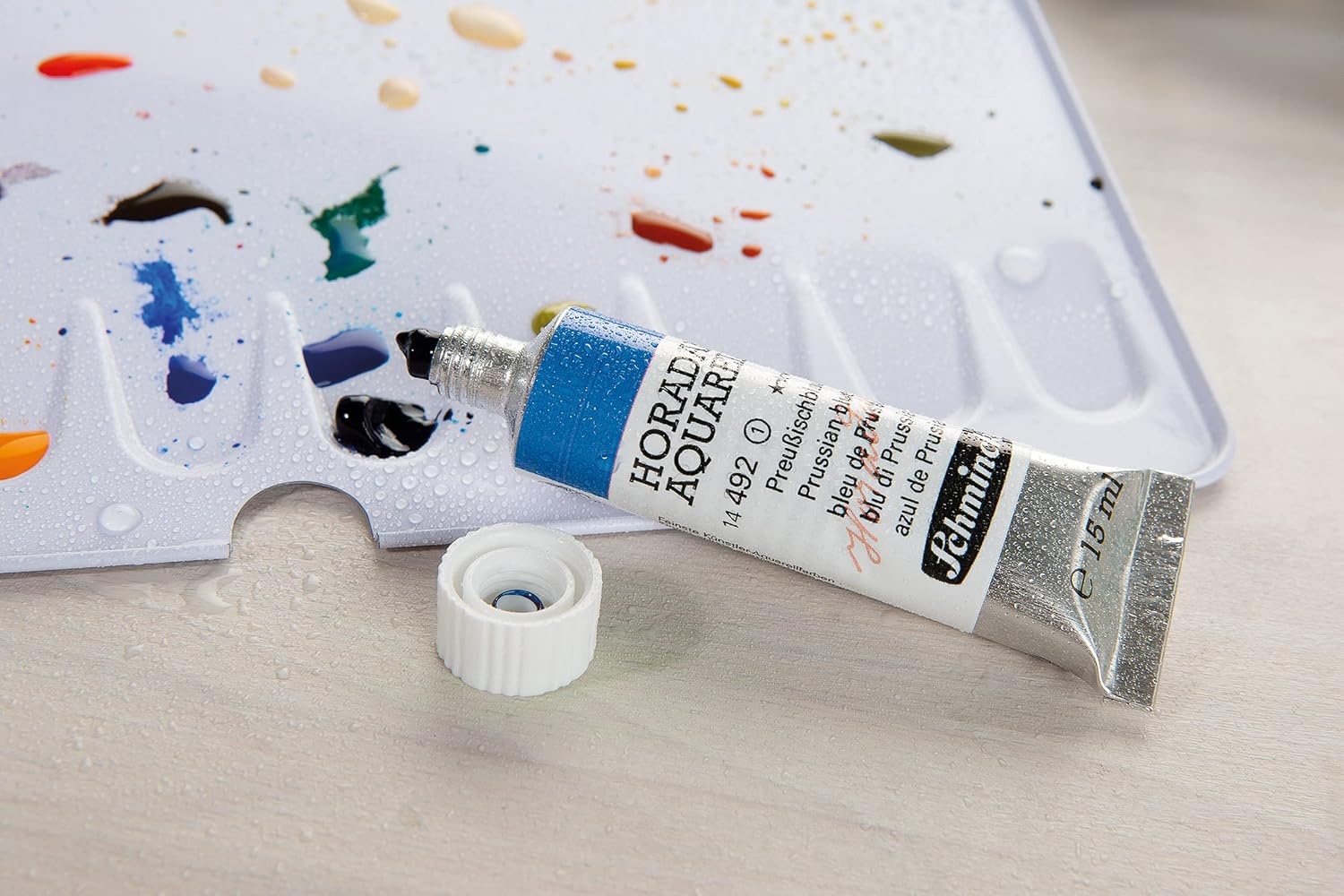 Schmincke – HORADAM AQUARELL Empty box 74 924 097, black metal box with mixing palette for individual filling with 24 x 1/2 or 12 x 1/1 cells(for 10 x 0.5 Fl Oz tubes)