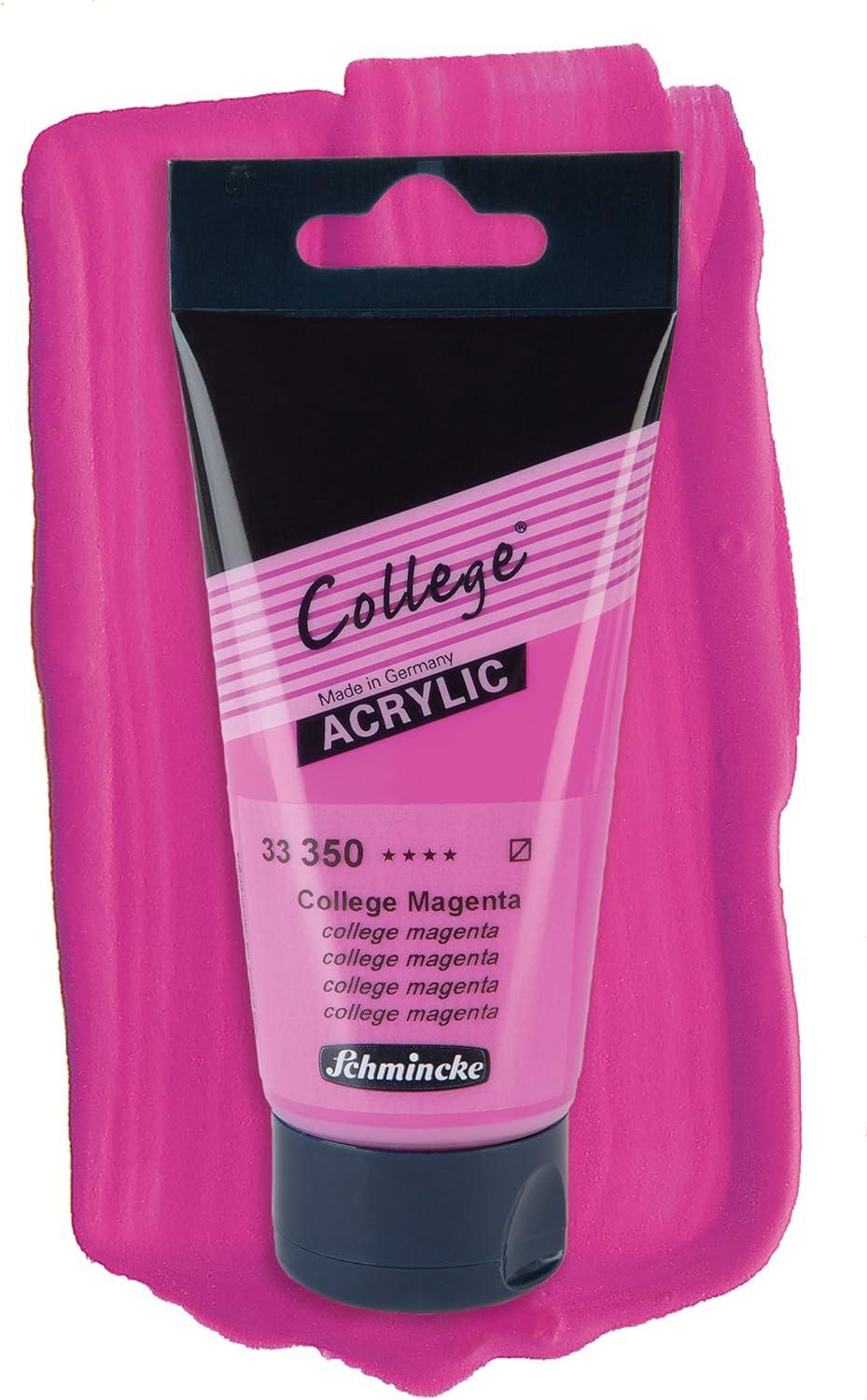 Schmincke – College® Acrylic, College® Magenta in 75 ml tube, 33350013, acrylic paint with artist pigments in high concentration, opaque and glazing, lightfast, silk matt