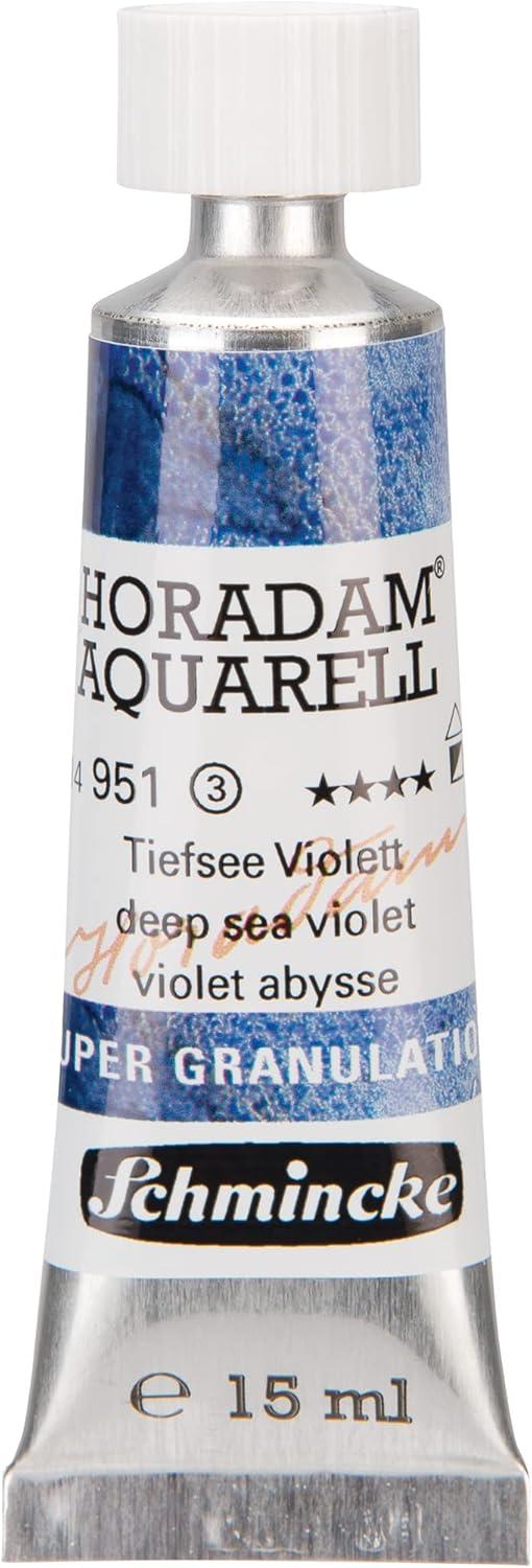 Schmincke – HORADAM® AQUARELL, Super Granulation, 14 951 006 Deep Sea Violet, 15 ml tube, very strong granulating colors, finest, super-granulating watercolors