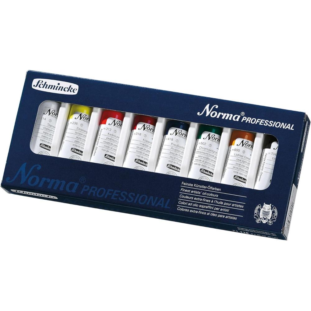 Schmincke – Norma®, Oil colors basic assortment, 8 x 35 ml finest artist colors, 71 110 097, cardboard set, modern, environmentally conscious formulated oil color, oil painting(1.18 Fl Oz (Pack of 8))