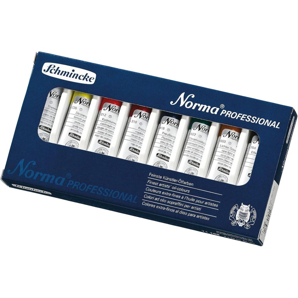 Schmincke – Norma®, Oil colors basic assortment, 8 x 35 ml finest artist colors, 71 110 097, cardboard set, modern, environmentally conscious formulated oil color, oil painting(0.68 Fl Oz (Pack of 8))
