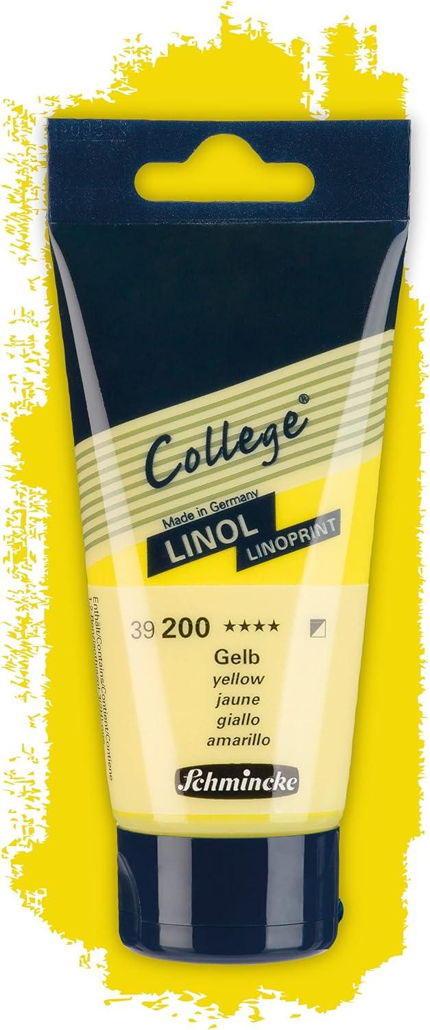 Schmincke – College Linol, Artists’ Lino Colors, Black 237 ml, 39700053, Low-Odour Water-Based lino Printing Ink, lightfast, Even Print(Yellow)