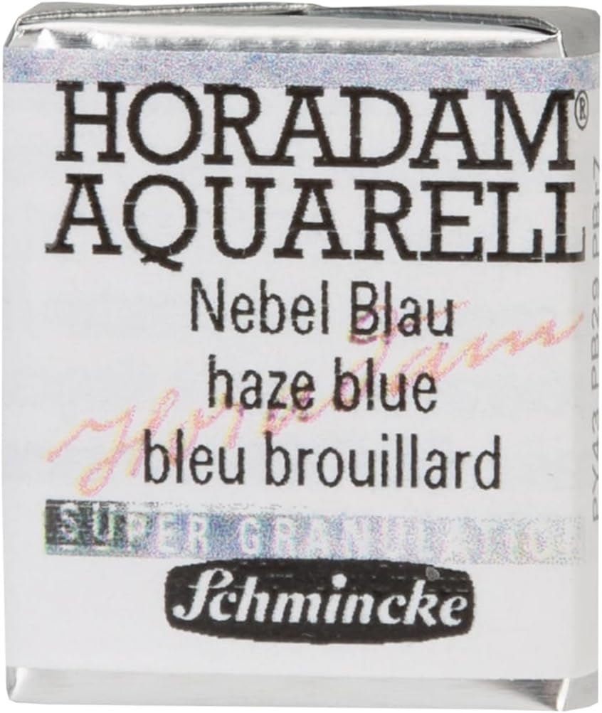 Schmincke – HORADAM® AQUARELL, Super Granulation, 14 916 044 Urban Yellow, 1/2 pans, very strong granulating colors, finest, super granulating watercolors(967 haze blue)