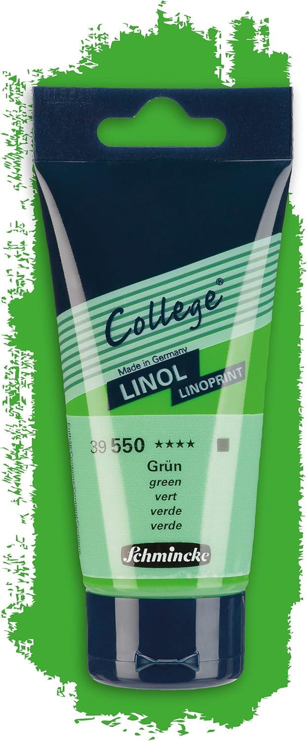 Schmincke – College Linol, Artists’ Lino Colors, Black 237 ml, 39700053, Low-Odour Water-Based lino Printing Ink, lightfast, Even Print(Green)