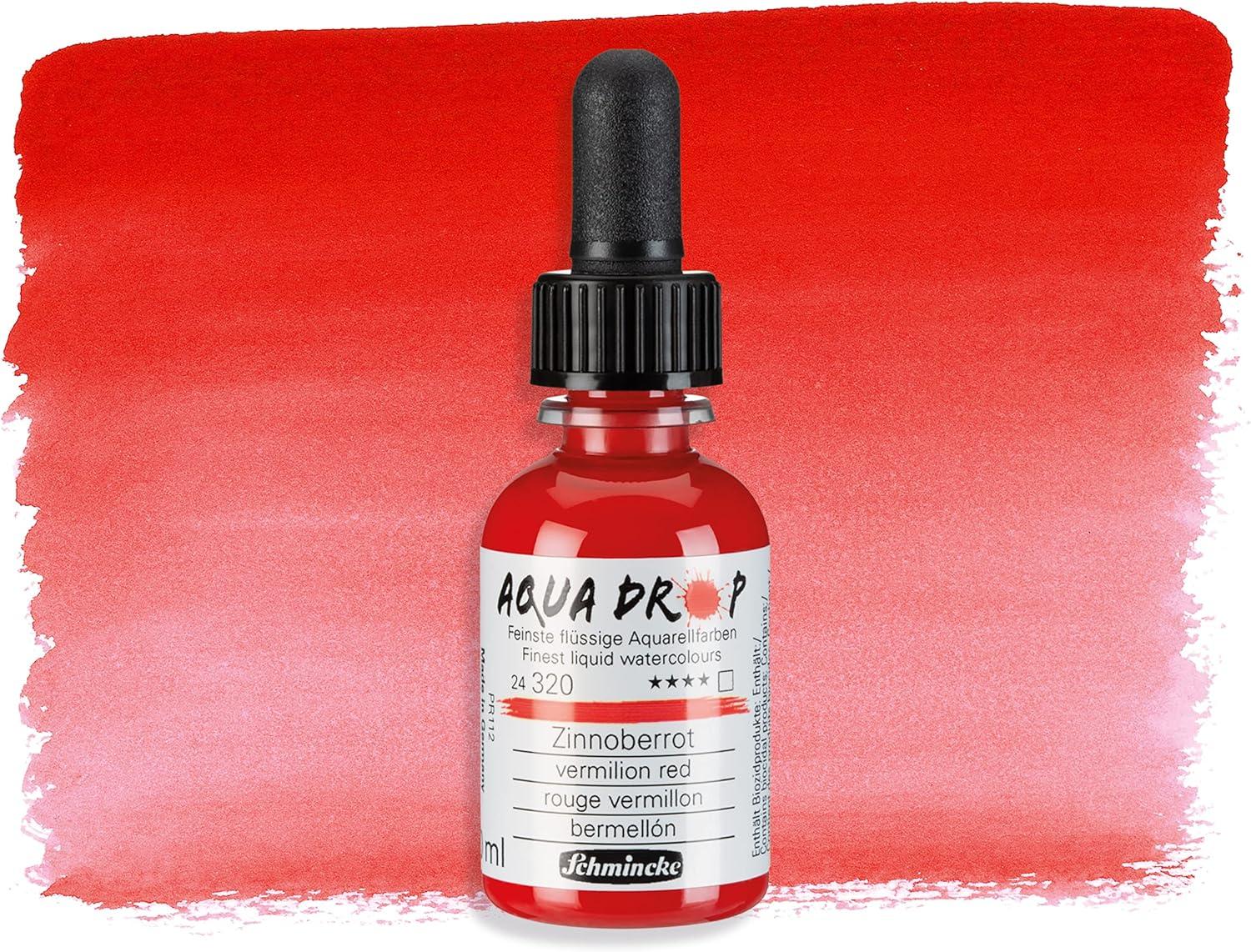 Schmincke – AQUA DROP, liquid, pigment-based watercolour, brilliant orange in 30 ml pipette bottle, 24250034, for watercolorpainting, urban sketching, calligraphy, handlettering, lightfast(320 vermilion red)