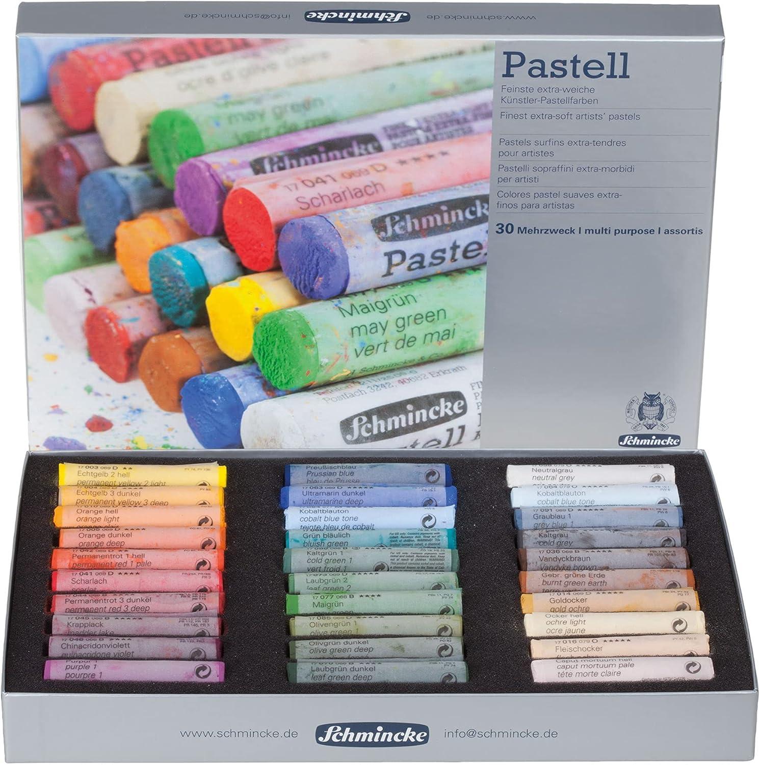 Schmincke – Pastel, premium set with 200 colors, 77 200 097, wooden box with 200 pastel pencils, handmade pastels, brilliant, velvet matt, highest lightfast colors(30 Count (Pack of 1))