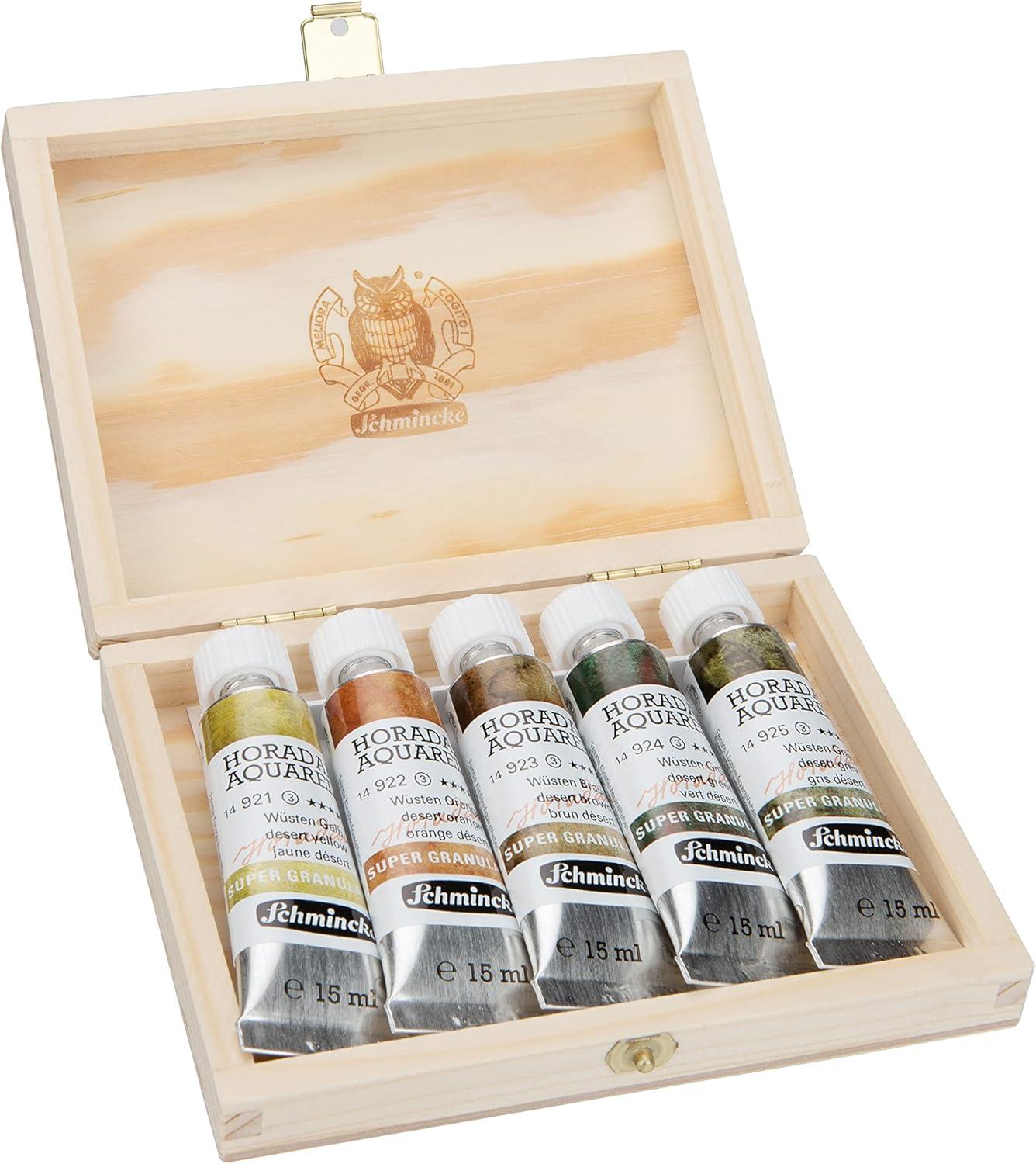Schmincke Horadam® Aquarell, Super Granulation Trio Galaxy, 5 ml Tubes, 74 615 097, Cardboard Set, Very Strong Granulating colors, Finest, Super Granulating Watercolors(Desert)