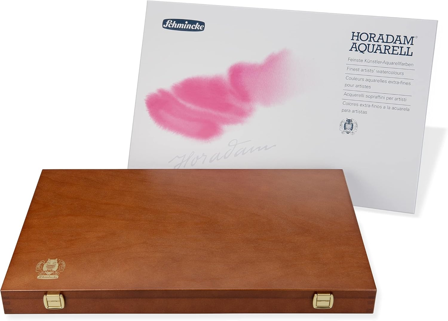 Schmincke – HORADAM® AQUARELL Premium color box with 24 finest watercolors, porcelain palette, 74524097, wooden box, 24 x 1/1 pans, Onetz(48 x 1/1 pans  Premium Set)