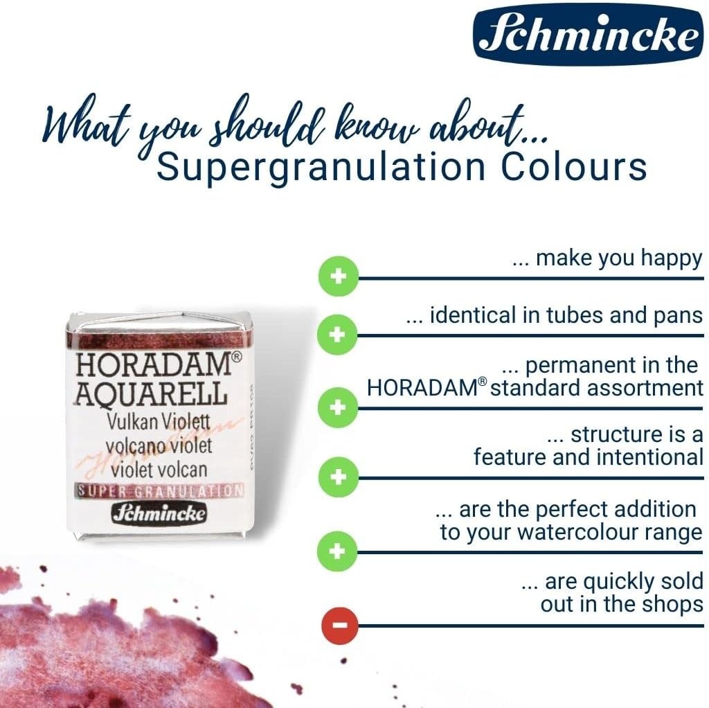 Schmincke – HORADAM® AQUARELL, Super Granulation, 14 916 044 Urban Yellow, 1/2 pans, very strong granulating colors, finest, super granulating watercolors(943 forest blue)