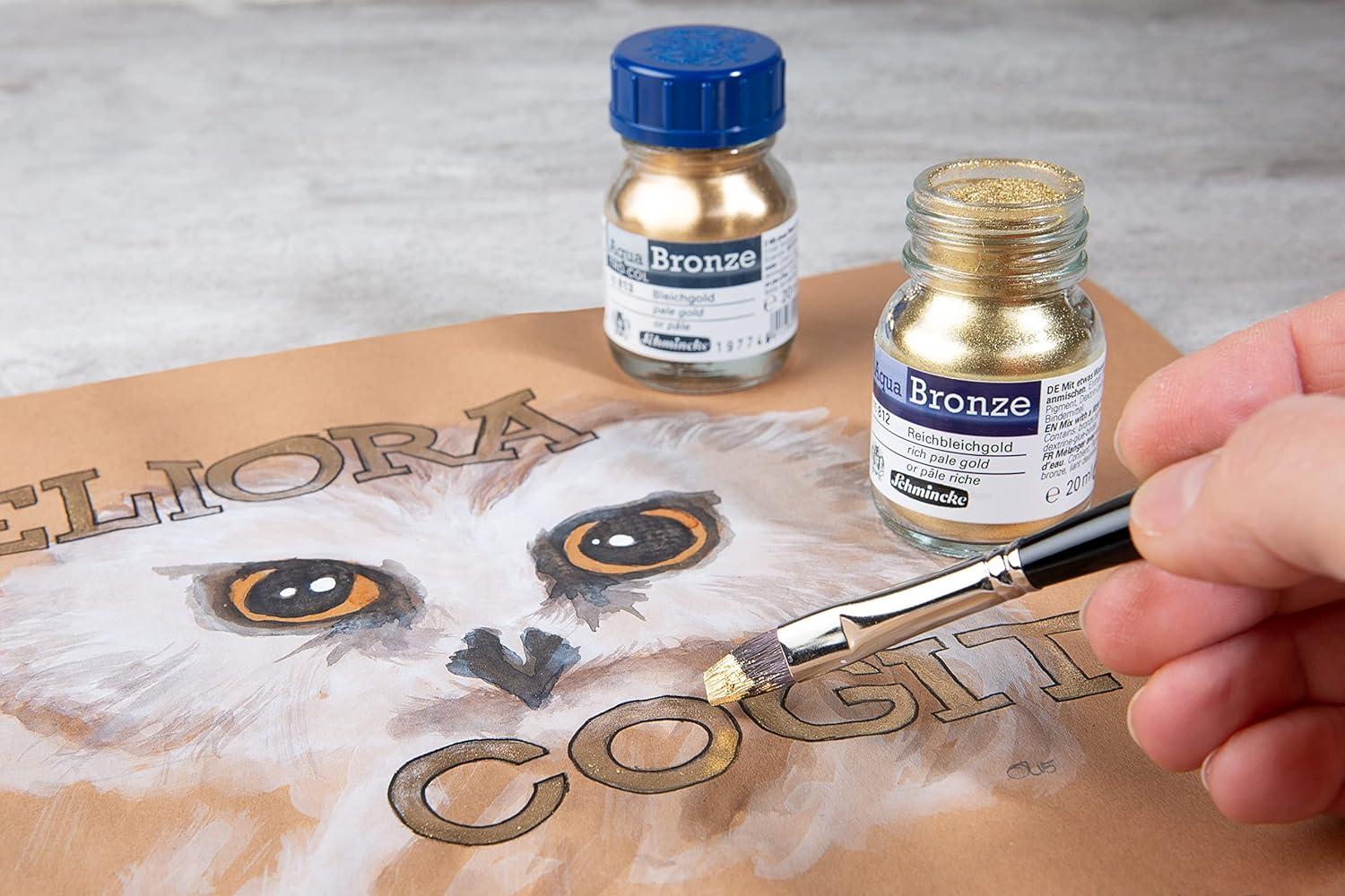 Schmincke – Oil bronze, rich gold, 50 ml, 15 801 024, for iridescent metallic effects on oil paintings, as well as pre-primed surfaces such as wood, metal, plaster(rich gold)