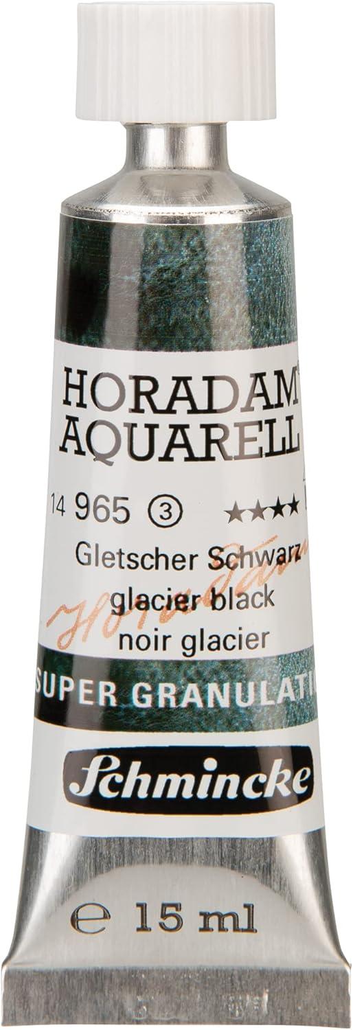 Schmincke – HORADAM® AQUARELL, Super Granulation, 14 965 006 Glacier Black, 15 ml tube, very strong granulating colors, finest, super granulating watercolors