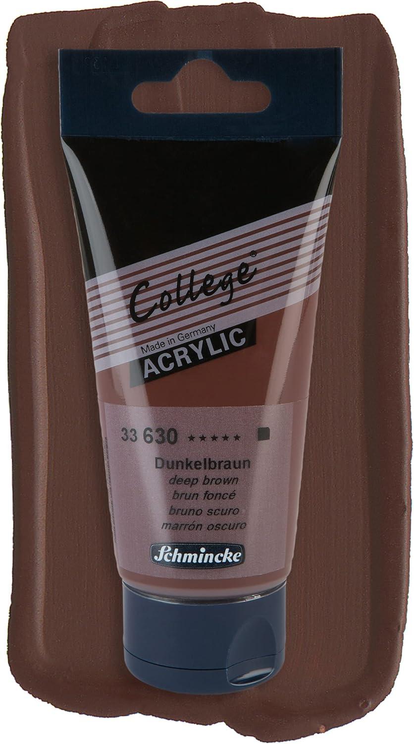 Schmincke – College® Acrylic, Dark brown in 75 ml tube, 33630013, Acrylic paint with artist pigments in high concentration, opaque and glazing, lightfast, silk matt