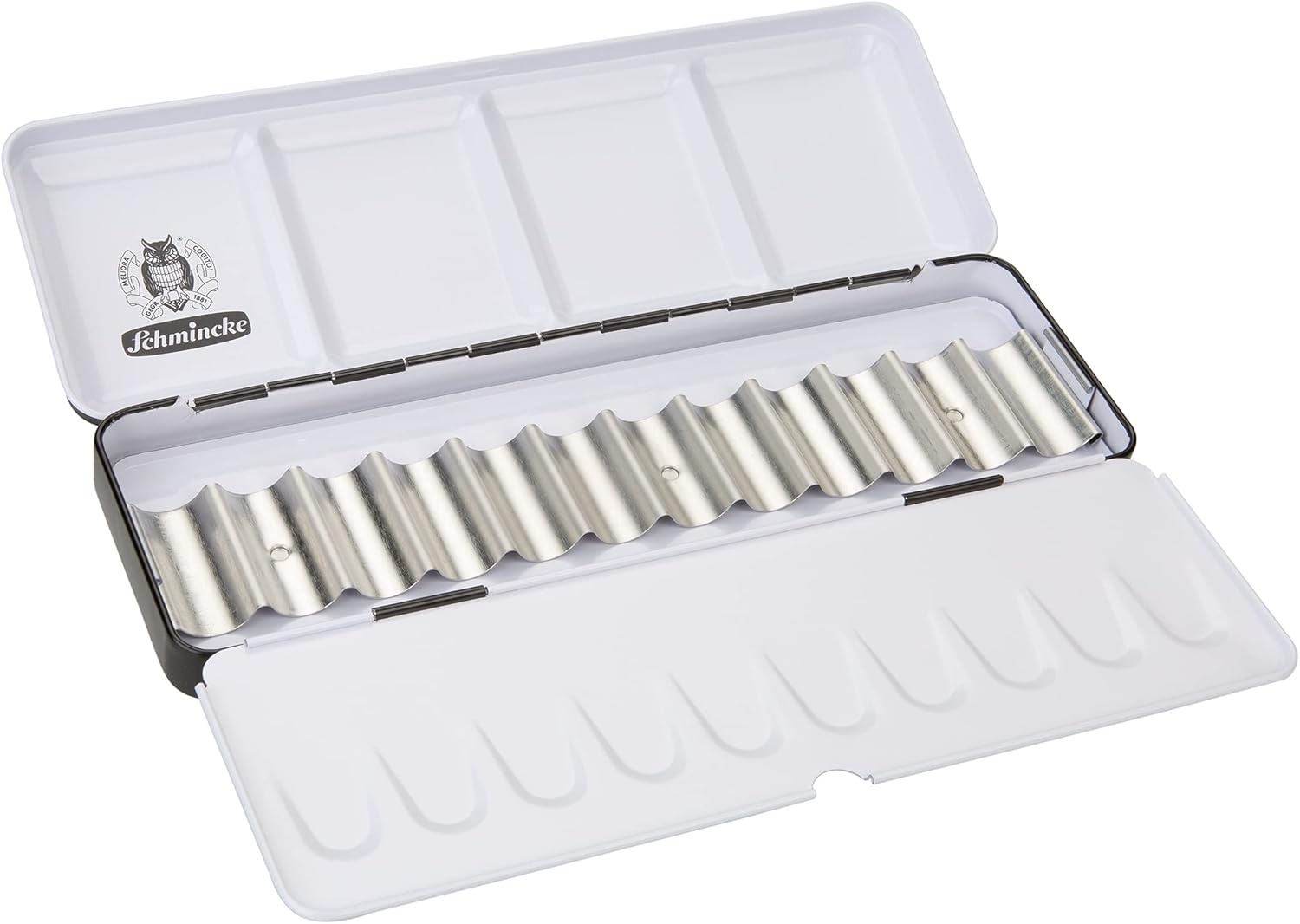 Schmincke – HORADAM AQUARELL Empty Box for 12 x 5 ml Tubes, 74 912 097, Black Metal Box with Mixing Palette, for Individual use with 12 HORADAM Tube Colors