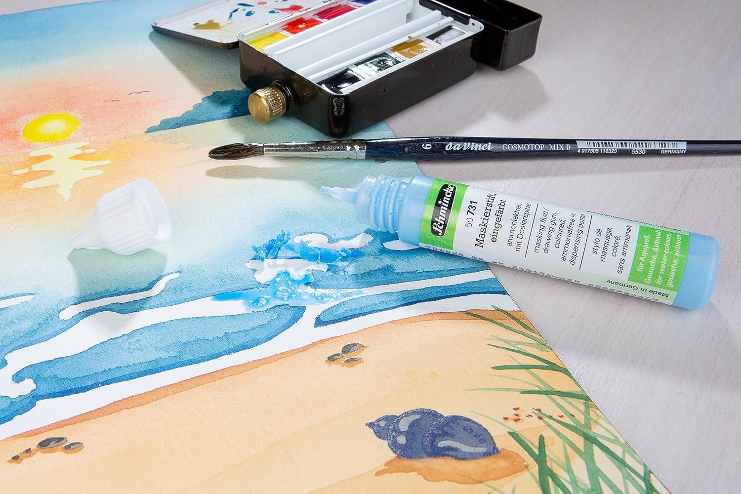 Schmincke – Masking Pen neutral, 25 ml, 50 730 005, dispensing pen, colorless masking liquid for opaque areas of paintingson watercolor paper, smooth drawing cardboard, ammonia-free(0.85 Fl Oz (Pack of 1))