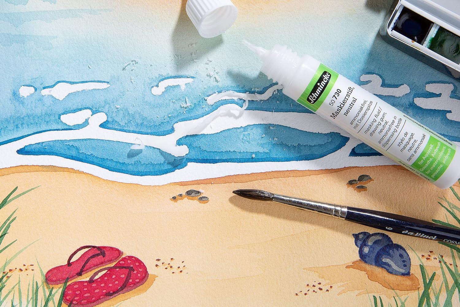 Schmincke – Masking Pen neutral, 25 ml, 50 730 005, dispensing pen, colorless masking liquid for opaque areas of paintingson watercolor paper, smooth drawing cardboard, ammonia-free(0.84 Fl Oz (Pack of 1))
