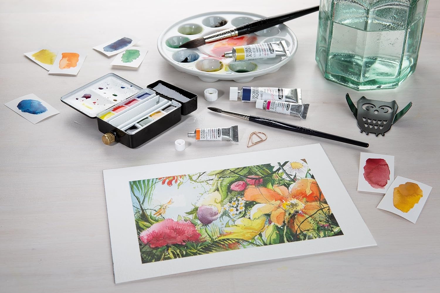 Schmincke – HORADAM® AQUARELL compact box of the RETRO Line with 6 finest watercolors, 74648097, metal box, painting set, 6 x 5 ml tubes and 6 half empty pots